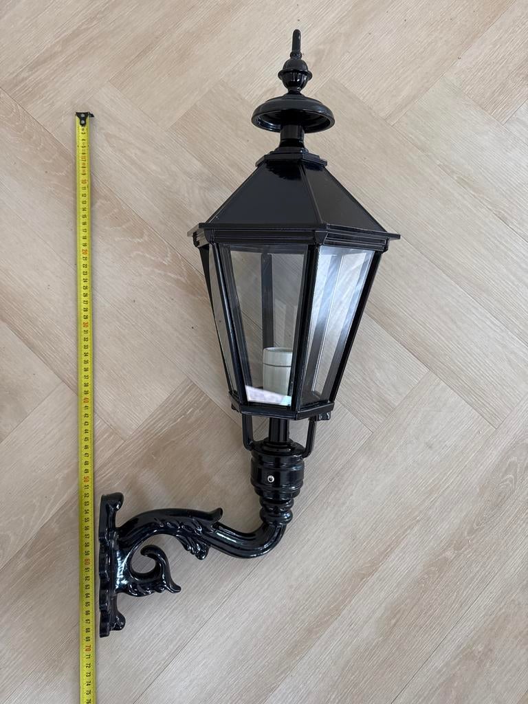 Klassieke Zwarte Gevel Lamp KS - Zeshoekig Design, Ophalen, Gebruikt, Minder dan 50 watt, Wandlamp