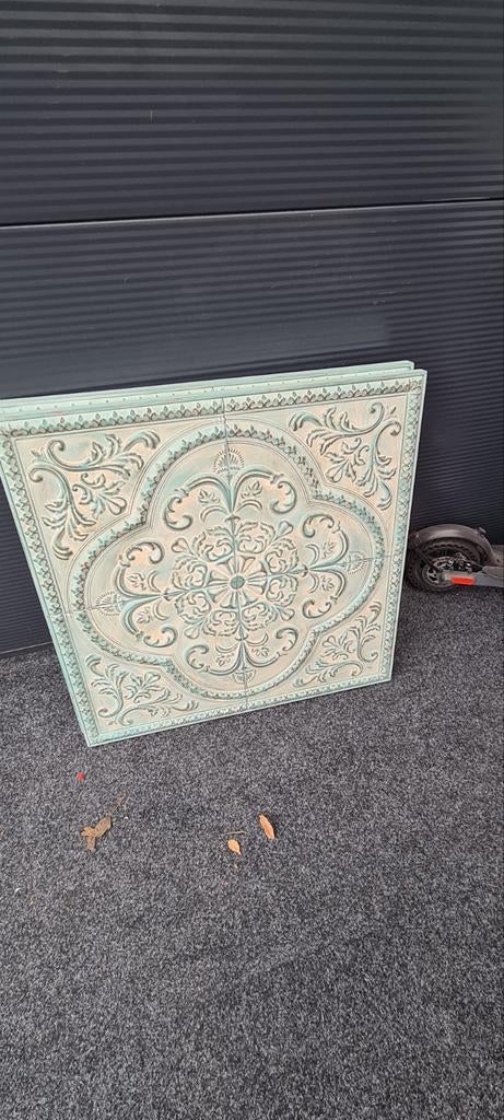 2 stuks ijzer aluminium decoratie wandpanelen, Huis en Inrichting, Metaal, Gebruikt, Meerkleurig, Ophalen of Verzenden
