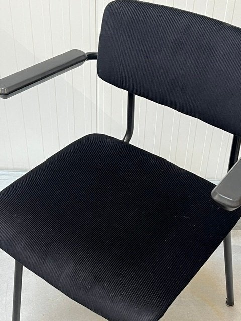 Gispen 1235 eettafelstoel vintage design eetkamerstoel grijs, Huis en Inrichting, Metaal, Gebruikt, ., Zwart