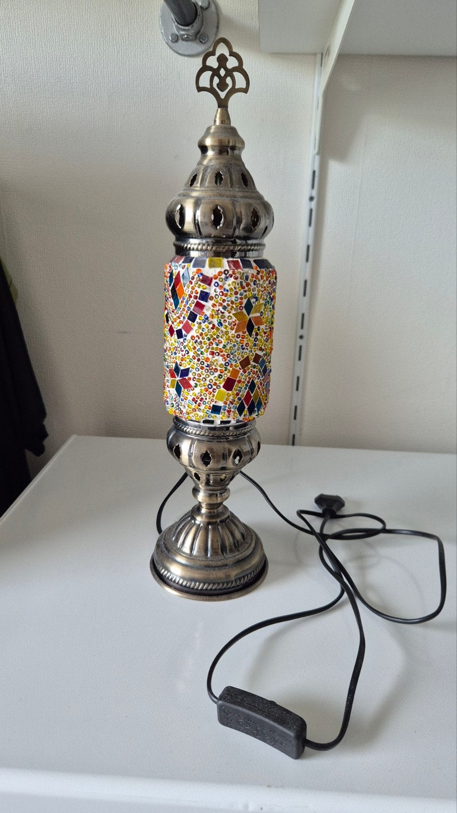 Oosterse Mozaïek Tafellamp - Sfeervolle Verlichting 45 cm, Huis en Inrichting, Lampen | Tafellampen, Gebruikt, Meerkleurig, Met schakelaar