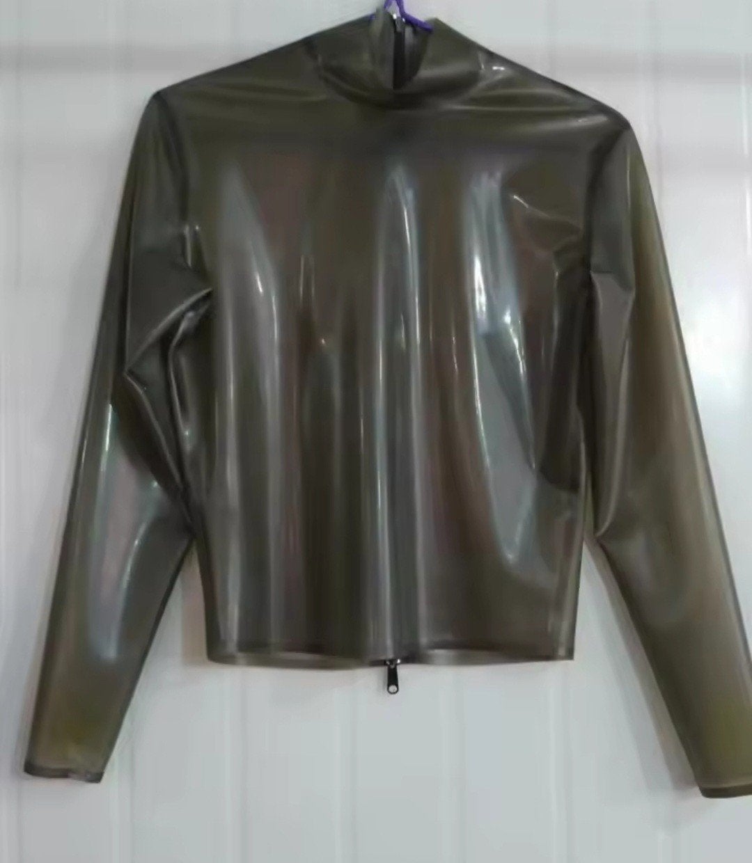 Mooie heren shirt in latex met rits, tm 2XL, Verzenden, Nieuw