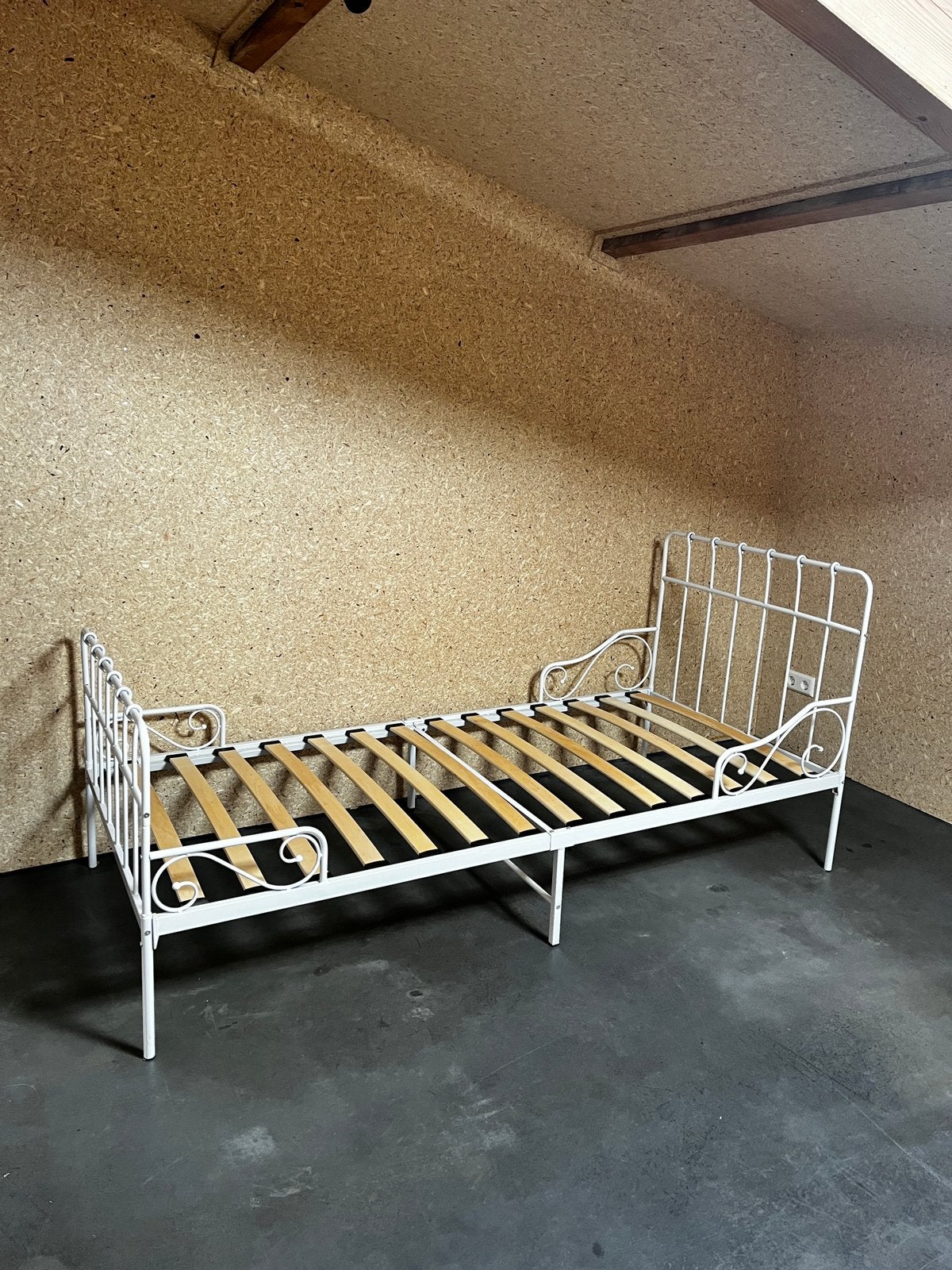 Wit Ikea spijlenbed met Ikea matras, Ophalen, Gebruikt, 90 cm, Eenpersoons