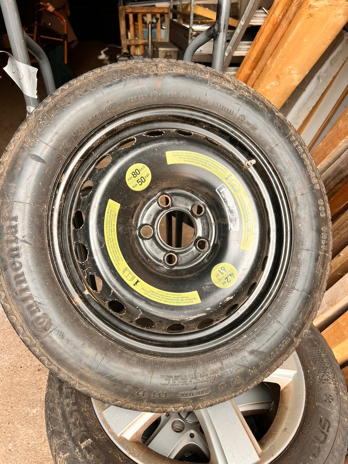 Reservewiel eenling thuiskomer 4x100 5x100 5x110 5x112, Ophalen, Zo goed als nieuw