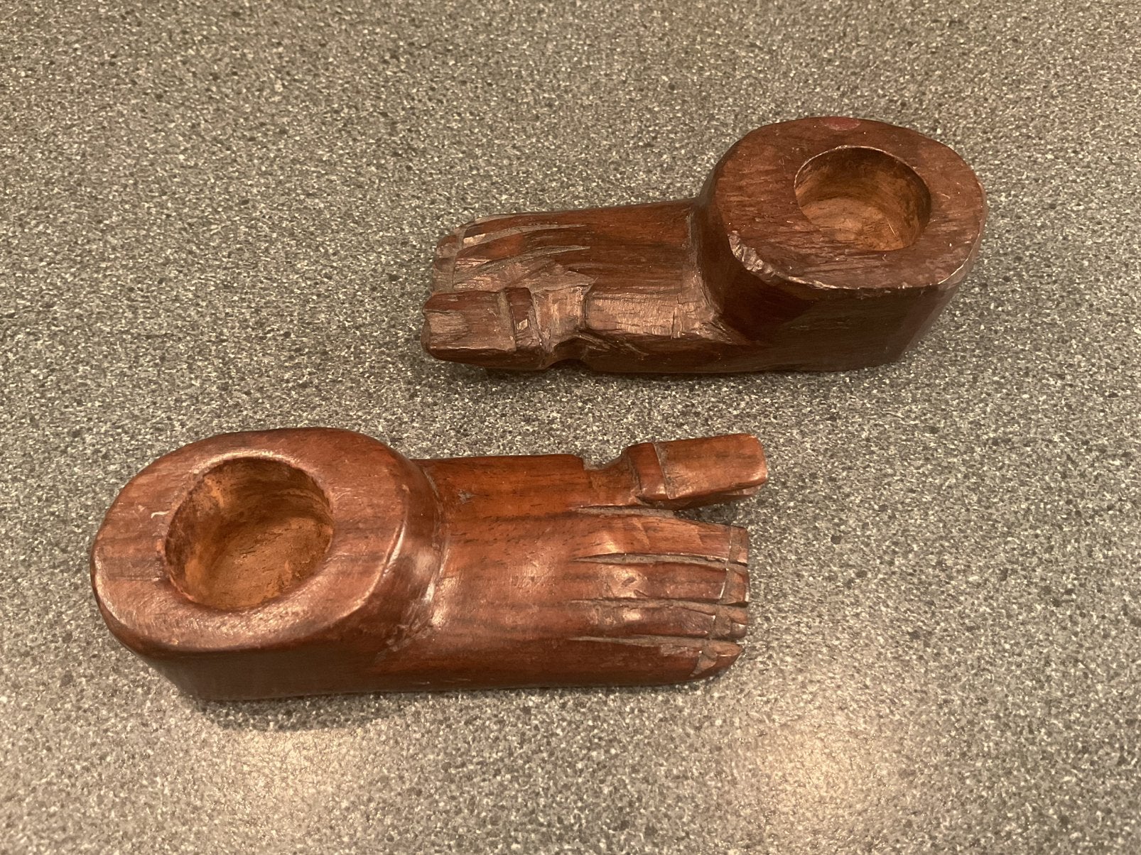 Houtsnijwerk uit Zuid Afrika 2 Voeten Kandelaars, Antiek en Kunst, Ophalen of Verzenden