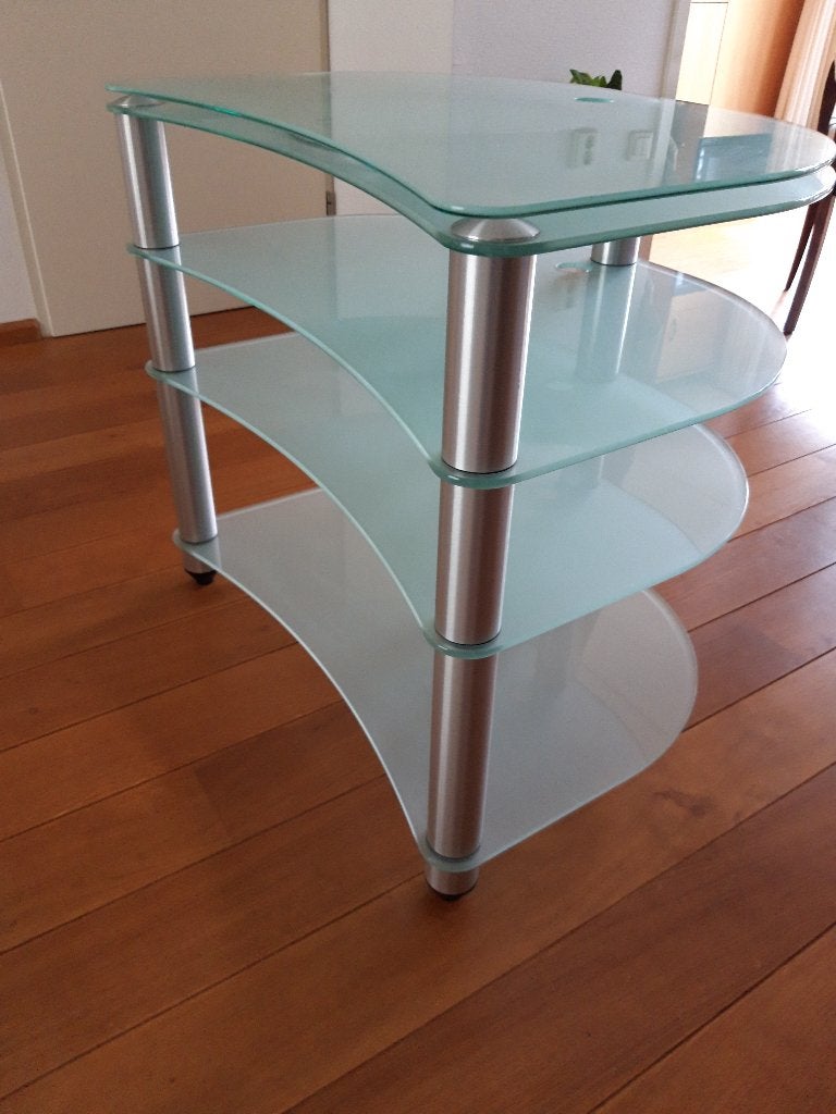 Glazen TV stereo tafel Aldenkamp, Ophalen, Gebruikt, Overige merken