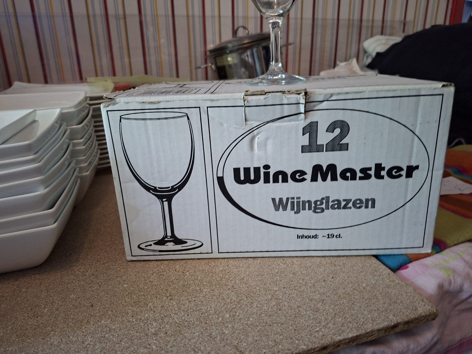 24 gebruikte WineMaster wijnglazen - 19 cl inhoud, Huis en Inrichting, Ophalen, Overige merken, Glas, Overige typen