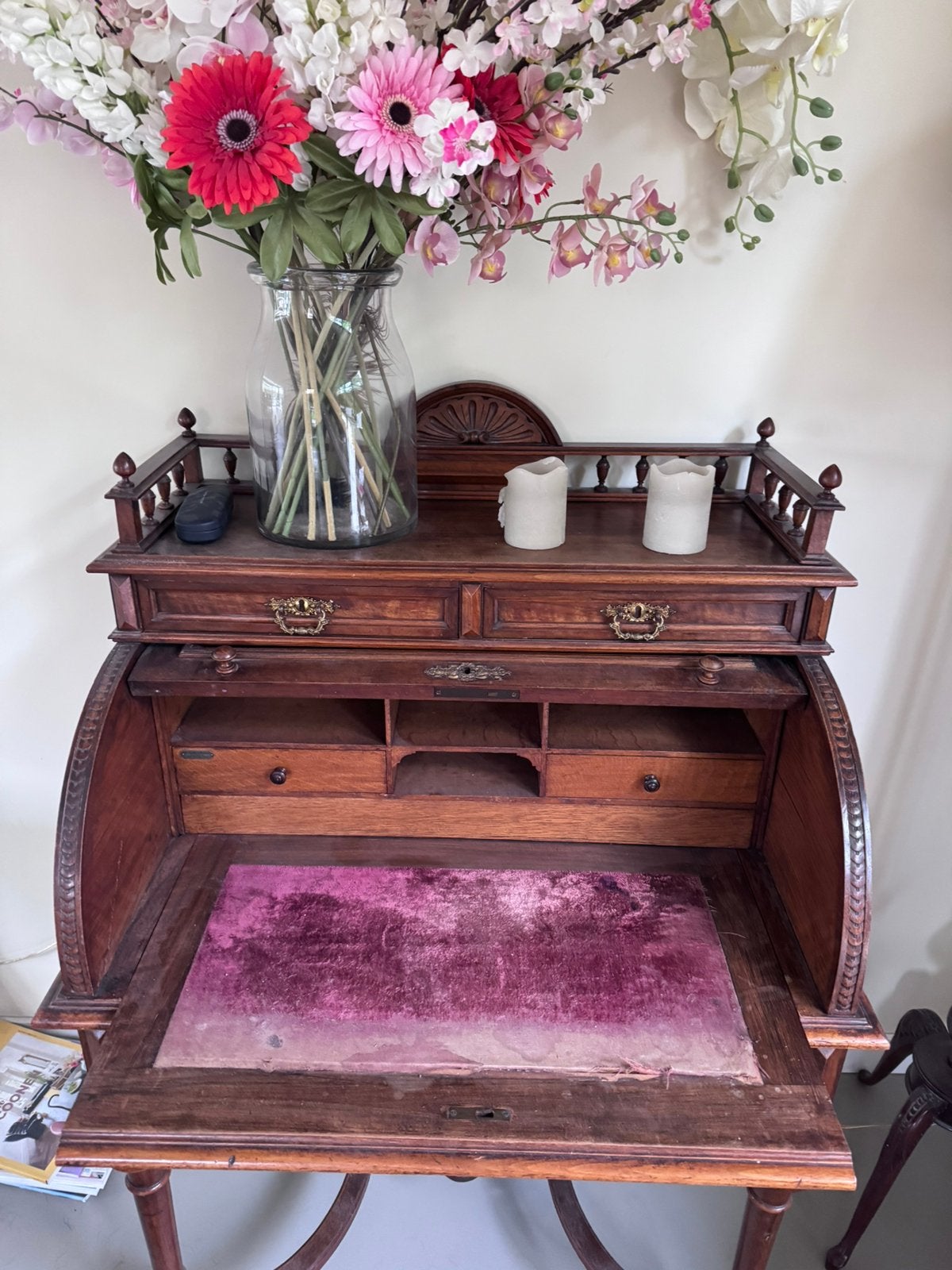 antiek cilinderbureau / secretaire, Ophalen, Gebruikt