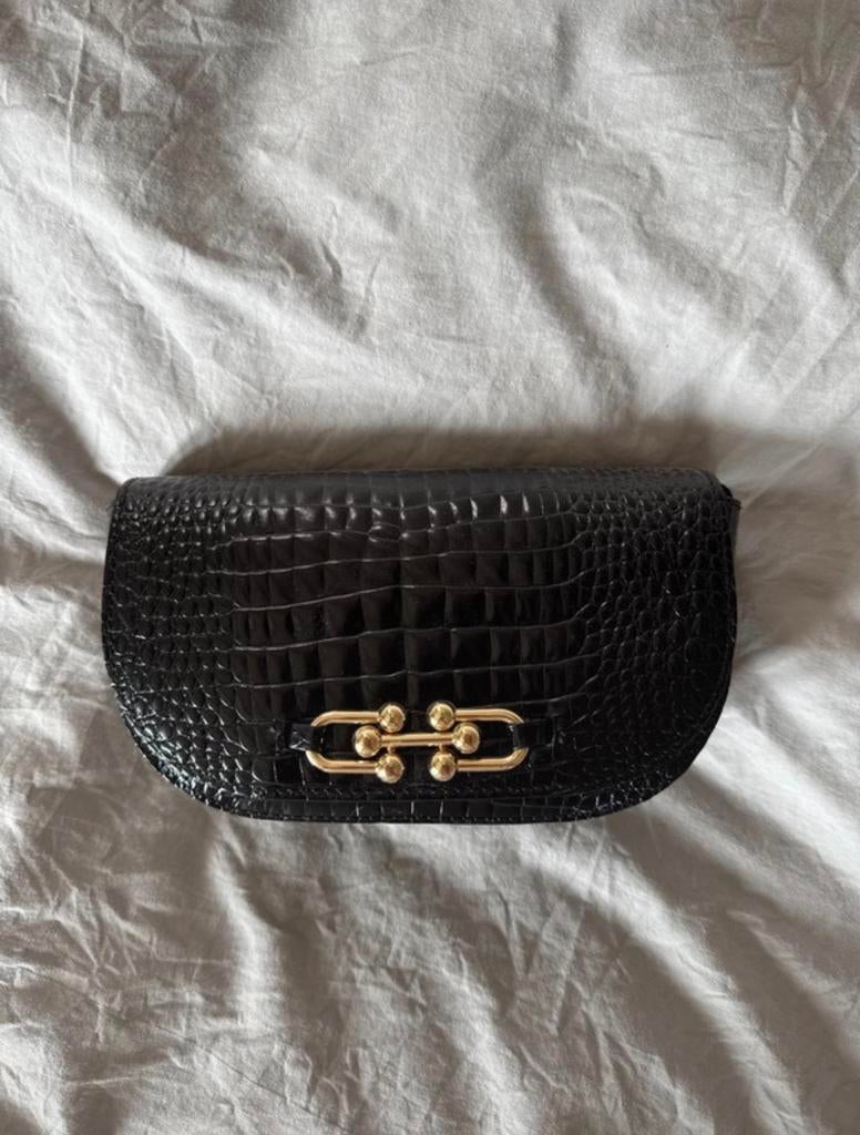 &Other Stories zwarte croco-print tas met magneetsluiting, Ophalen, Zo goed als nieuw, Zwart, Schoudertasje