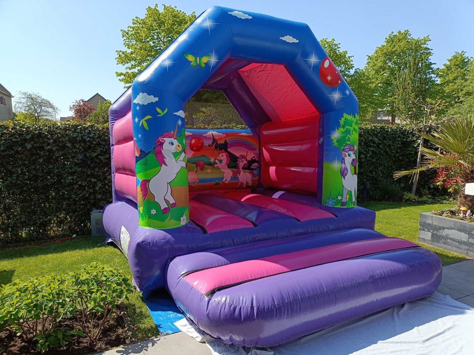 Unicorn springkussen(4x3) te huur, Ophalen, Zo goed als nieuw, Overige