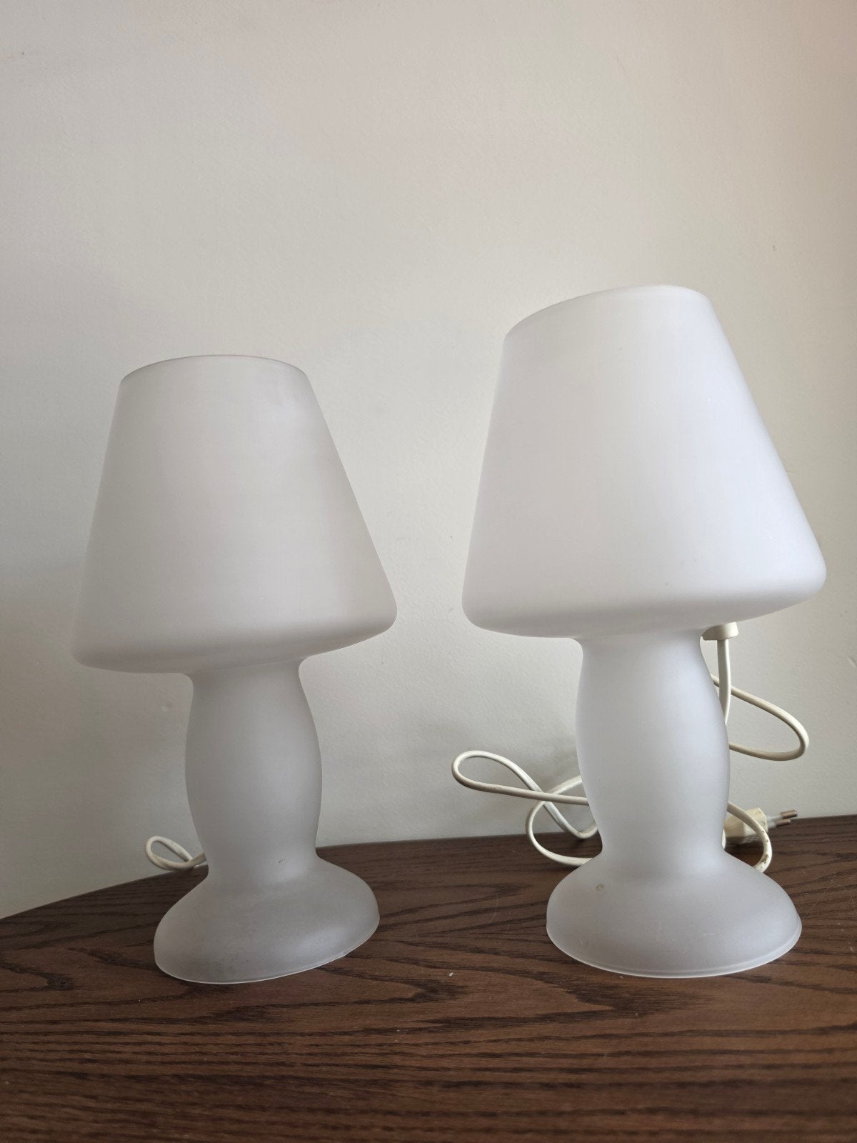 vintage mushroom lampen matglas 2x gesatineerd mid centry, Ophalen of Verzenden, Vintage