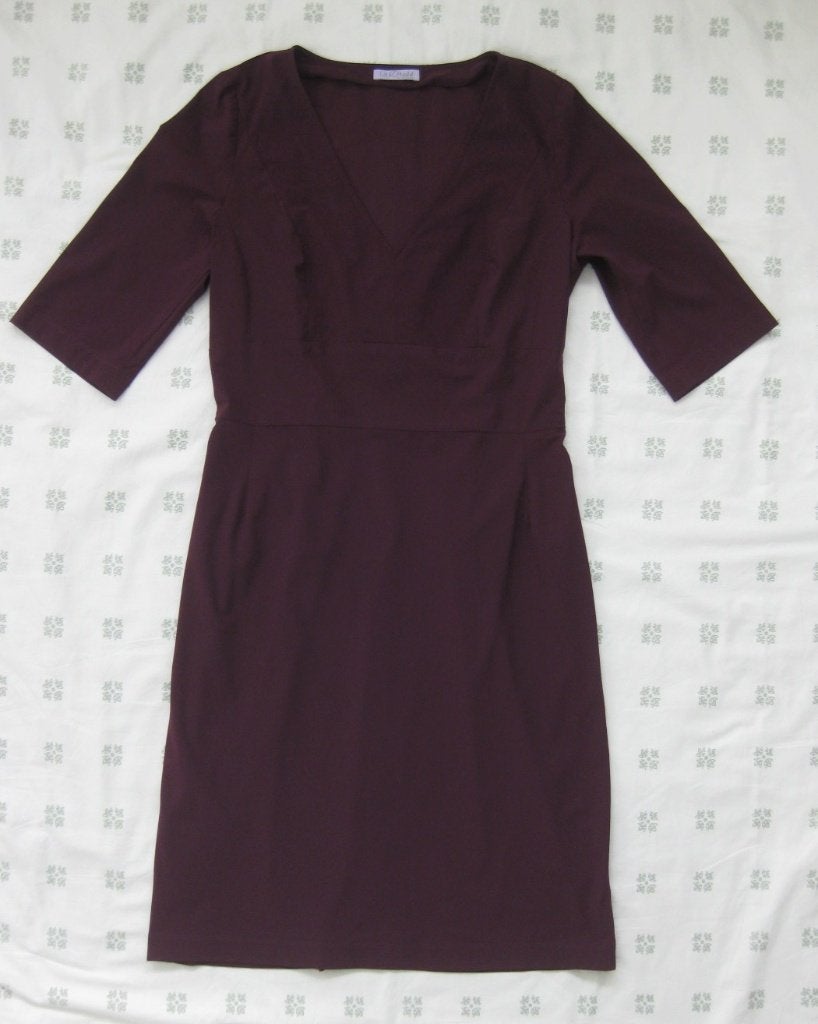 Ladress by Simone donkerrode jurk, maat 38-40, Maat 38/40 (M), Ophalen of Verzenden, Zo goed als nieuw, Knielengte