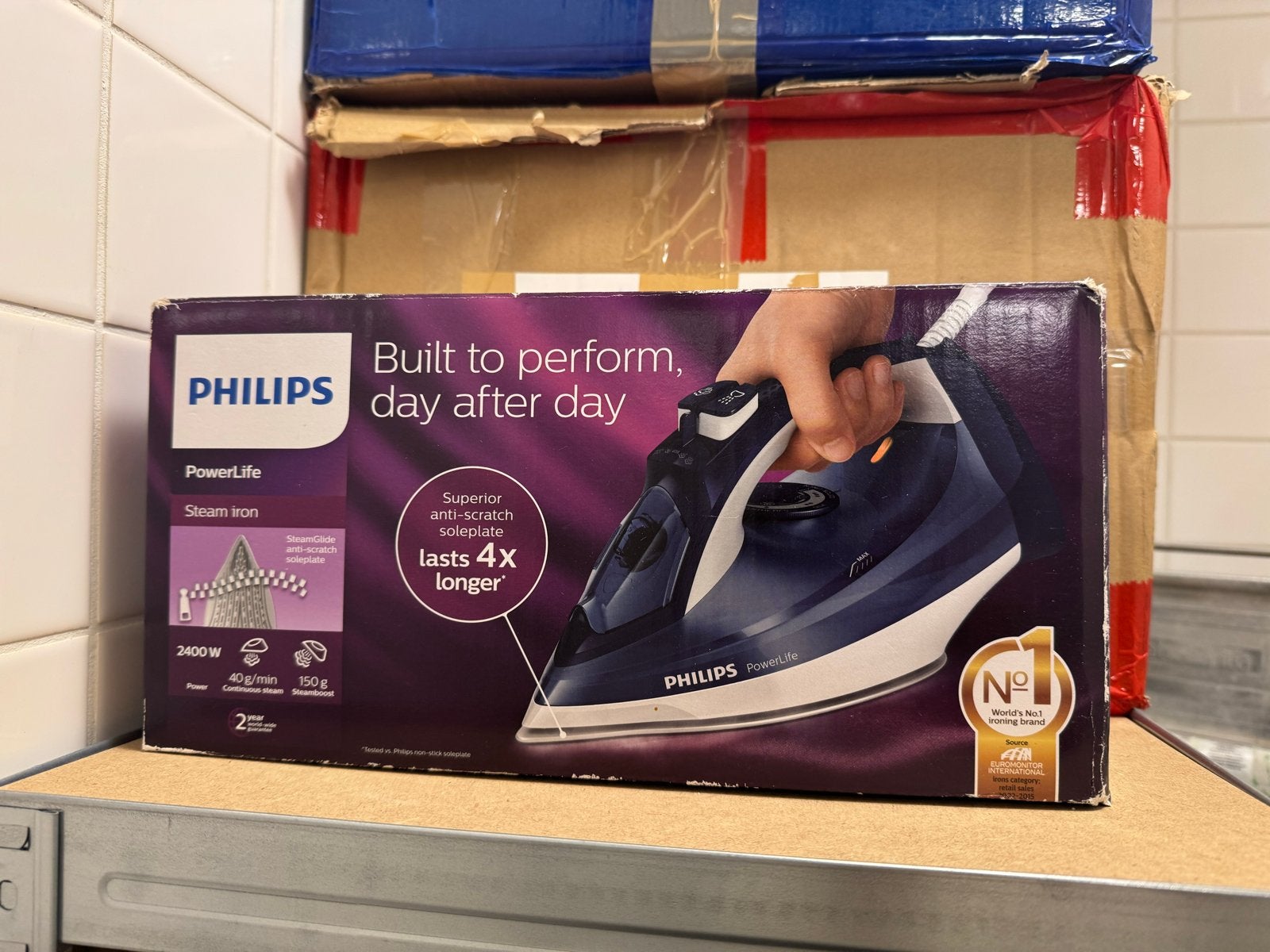 Philips Stoomstrijkijzer + strijkplank brabantia, Ophalen, Zo goed als nieuw, Strijkijzer met snoer