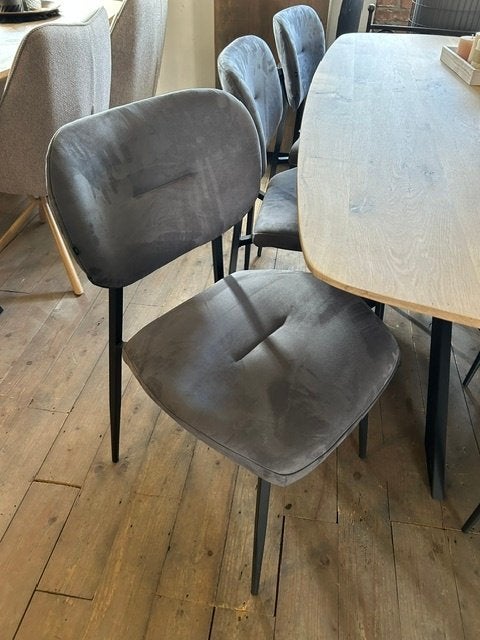 SALE set van 6 industriele eetkamerstoelen grijs, Ophalen, Nieuw, Vijf, Zes of meer stoelen, Stof
