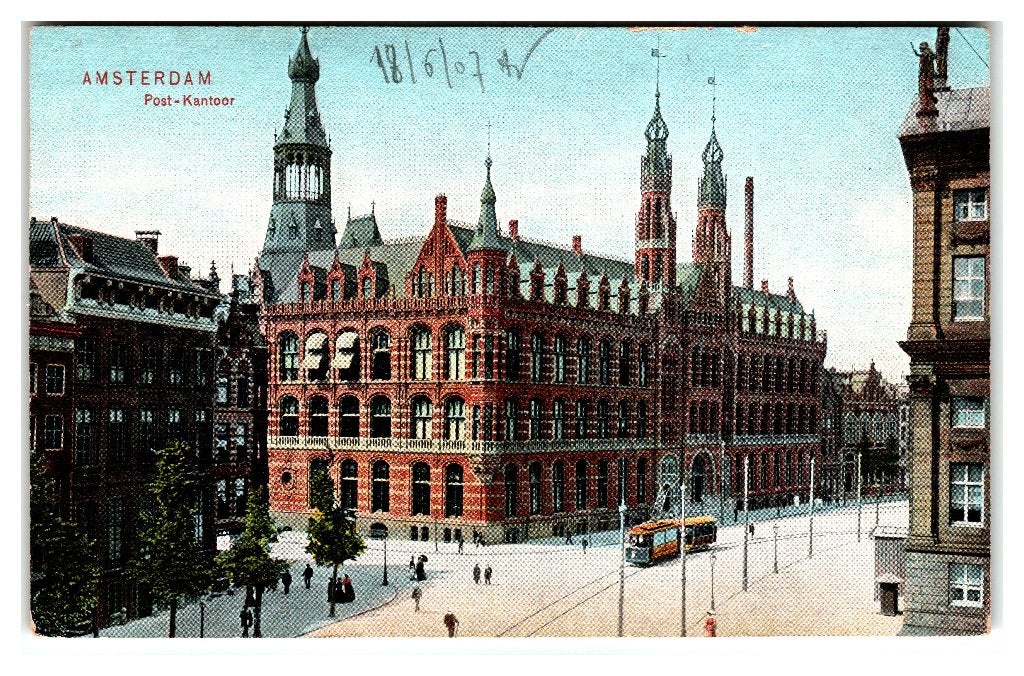 Amsterdam, Post-Kantoor - Tram, Verzenden, Voor 1920, Ongelopen, Noord-Holland
