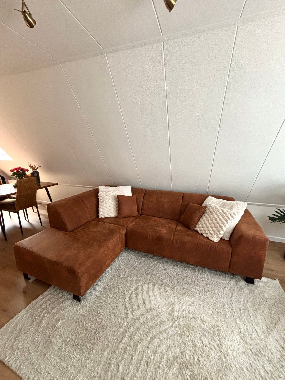 Hoekbank Cognac Kleur - In goede staat, Huis en Inrichting, Ophalen, Overige materialen, 250 tot 300 cm, 100 tot 125 cm