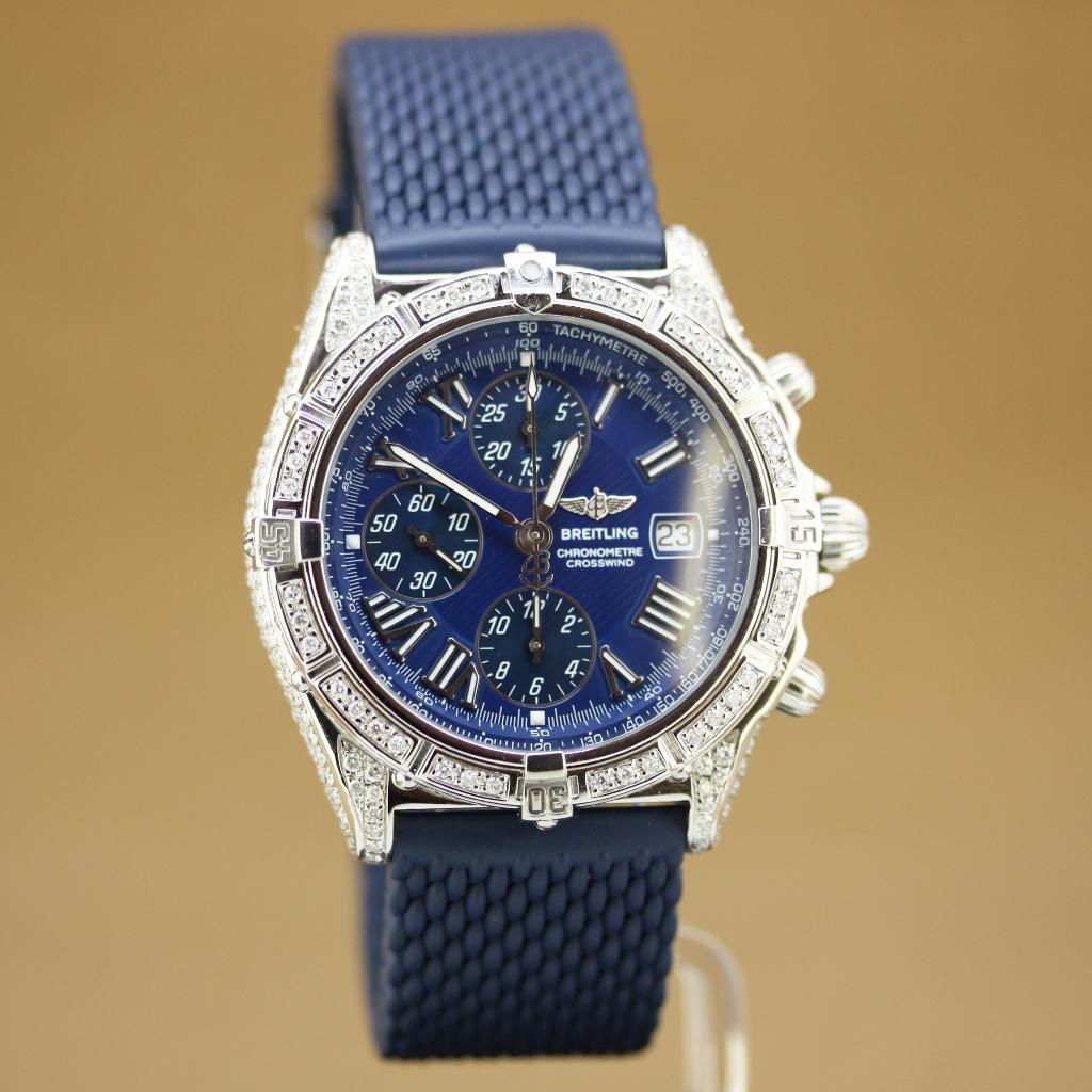 Breitling Crosswind Full Diamant A13355, Gebruikt, Staal, Breitling, Polshorloge