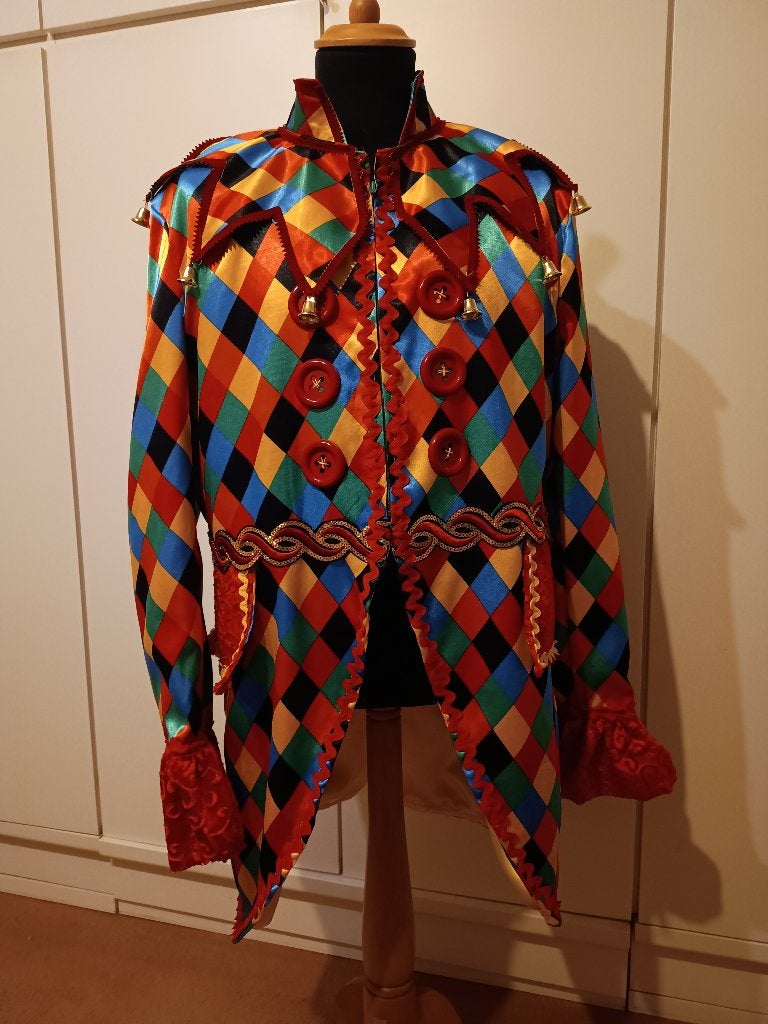 Carnavalsjas Clown Harlekijn Nieuw, Carnaval, Ophalen of Verzenden, Kleding, Maat 56/58 (XL)
