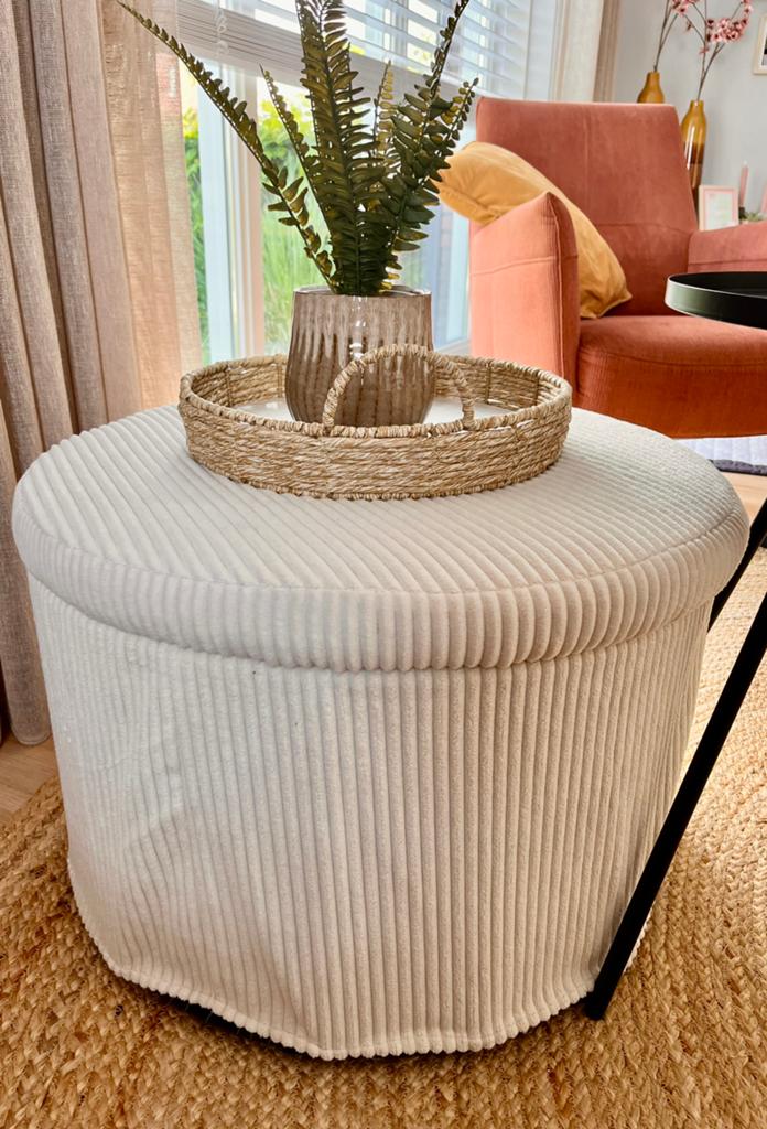 Poef rond met opbergruimte 60x60 cm, Ophalen, Nieuw, Stof, 50 tot 75 cm