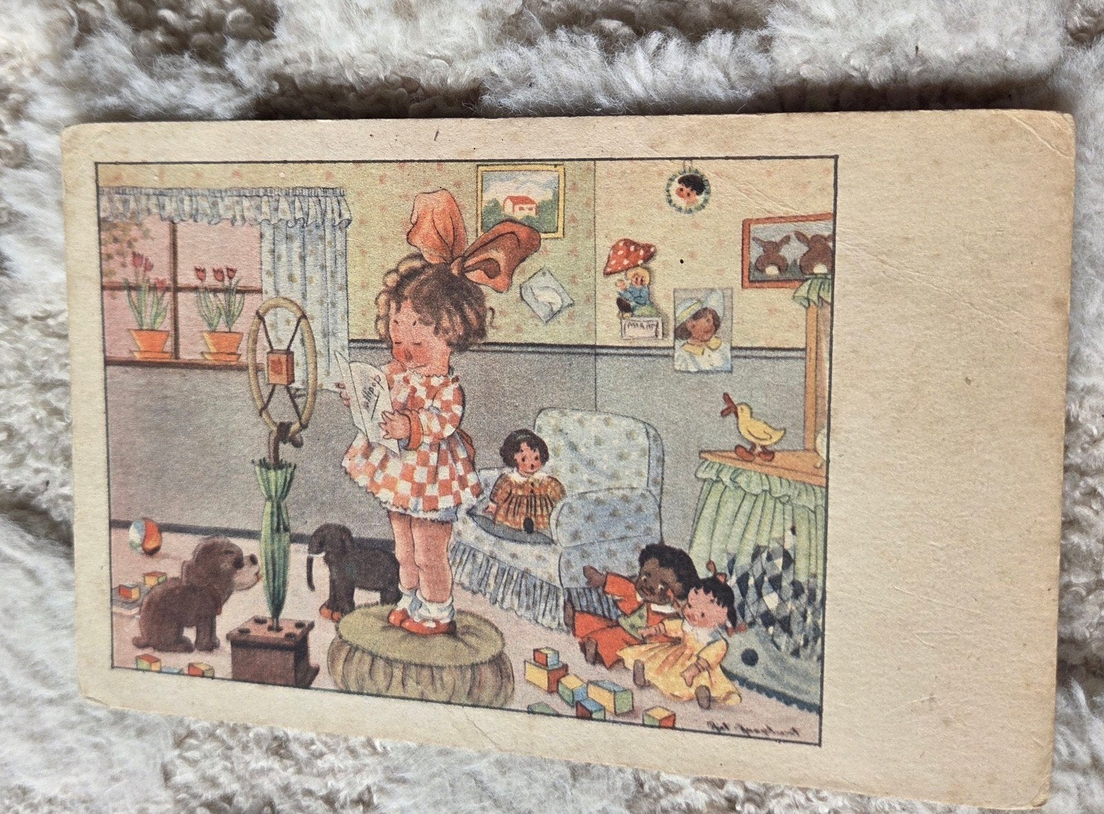 Meisje met Radio en Poppen - Riet Raaphorst, Verzenden, 1920 tot 1940, Gelopen, Kinderen