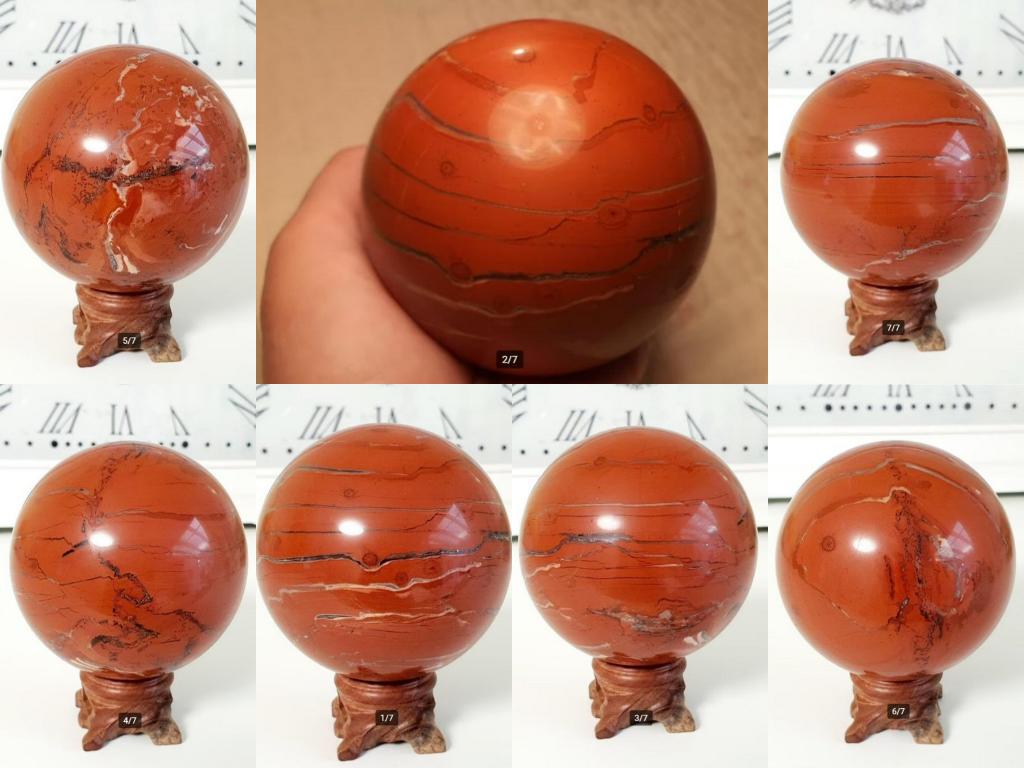 Meditatie bol 8 cm Rode Jaspis Aarding/Grounding 793 gr., Verzenden, Mineraal