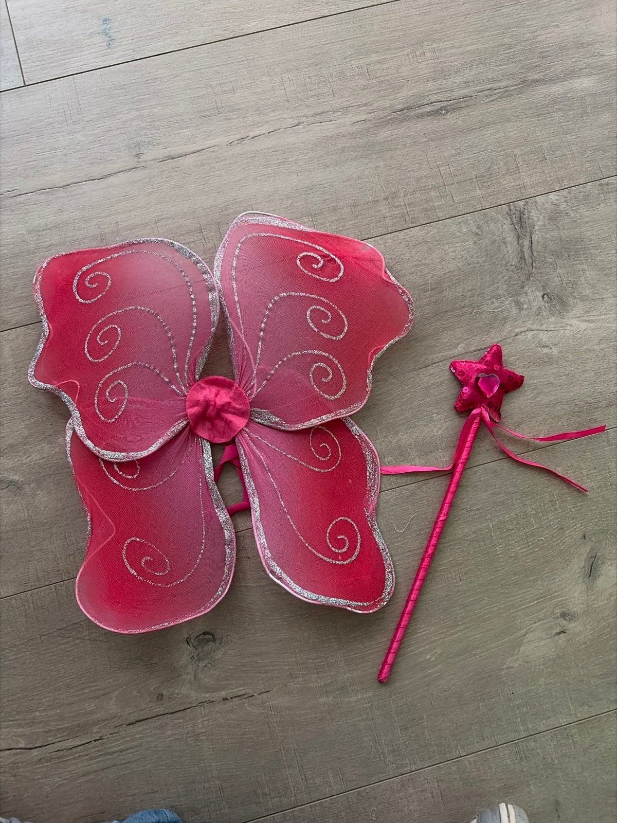 Roze vlindervleugels met toverstafje, Ophalen of Verzenden, Gebruikt, 110 t/m 116, Meisje
