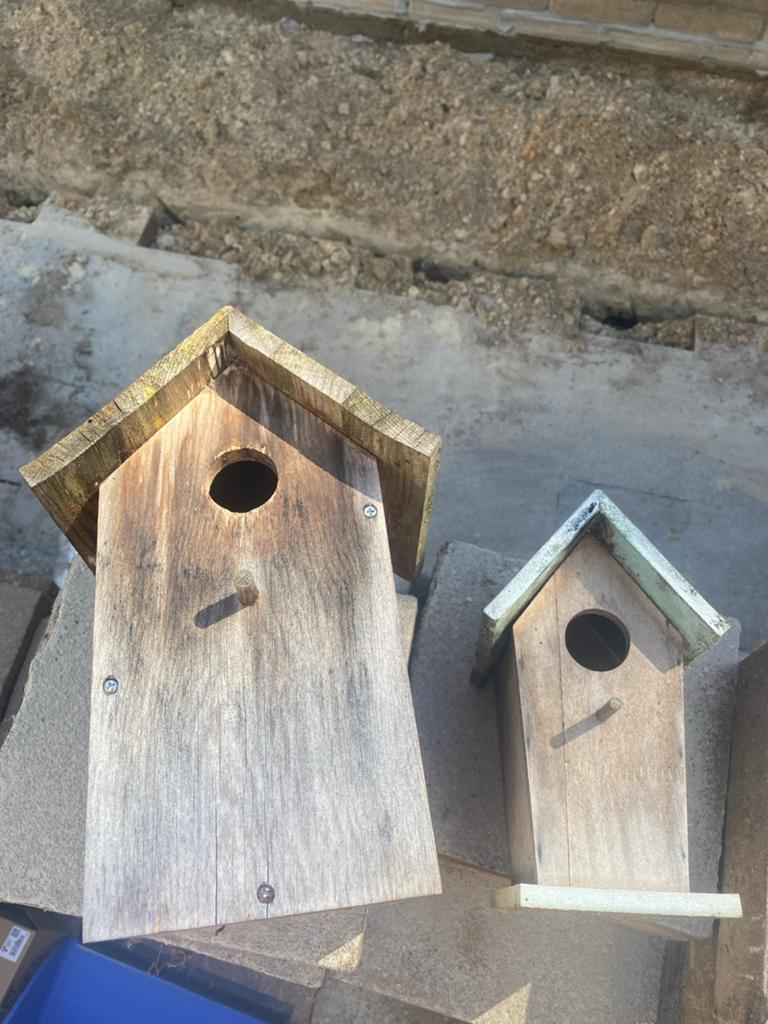 Set van 2 houten vogelhuisjes, Ophalen of Verzenden, Gebruikt