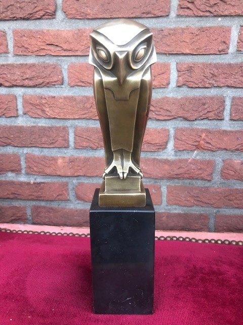 bronzen beeld, fraai vormgegeven uil, Ophalen of Verzenden