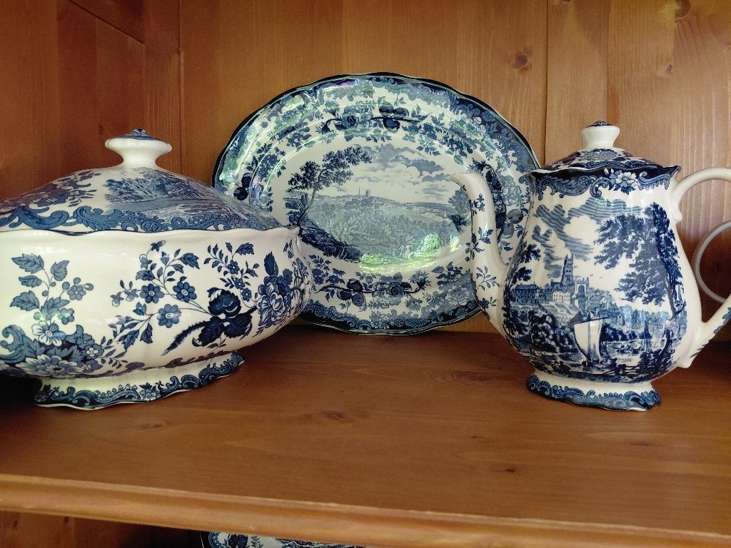 Delfts Blauw servies, Royal Worcester, Hand Encraved, Ophalen, Gebruikt, Overige merken, Keramiek