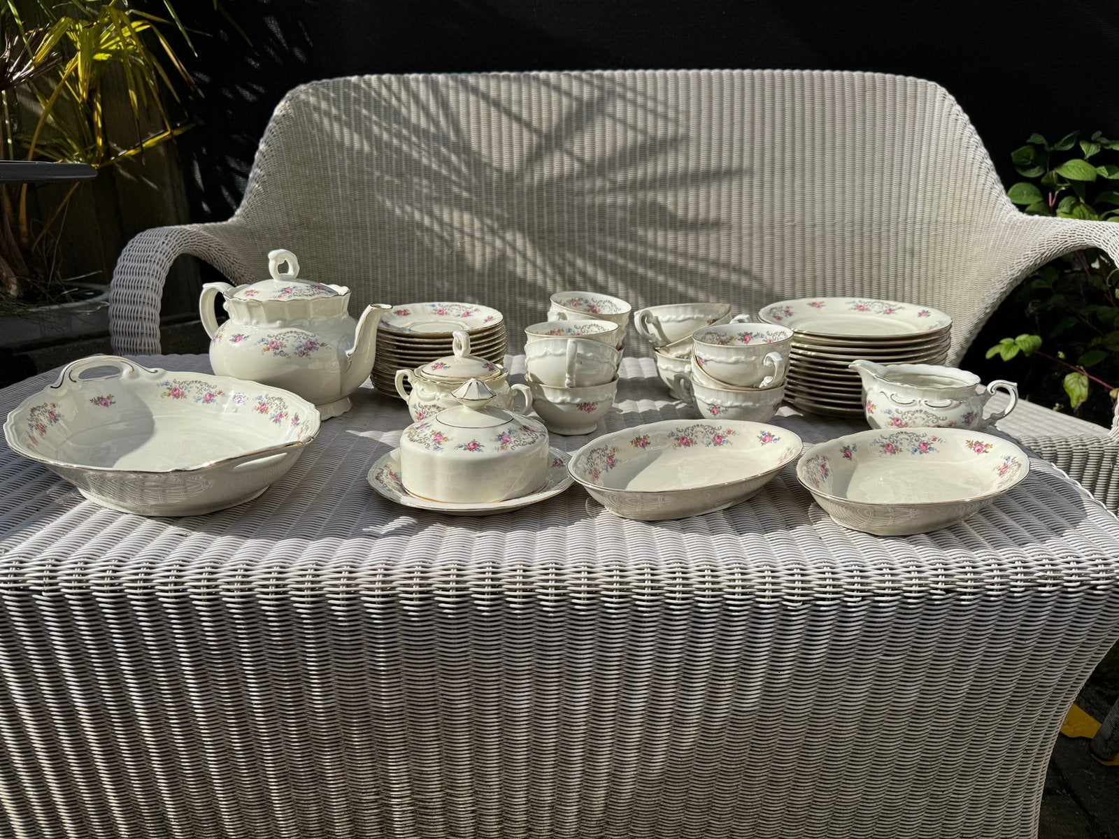 Compleet vintage porseleinen servies 12 personen, Ophalen, Vintage, Zo goed als nieuw, Porselein