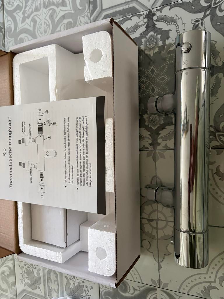 Rio Thermostatische Douchemengkraan 12cm Chroom, Ophalen of Verzenden, Nieuw, Chroom, Kraan