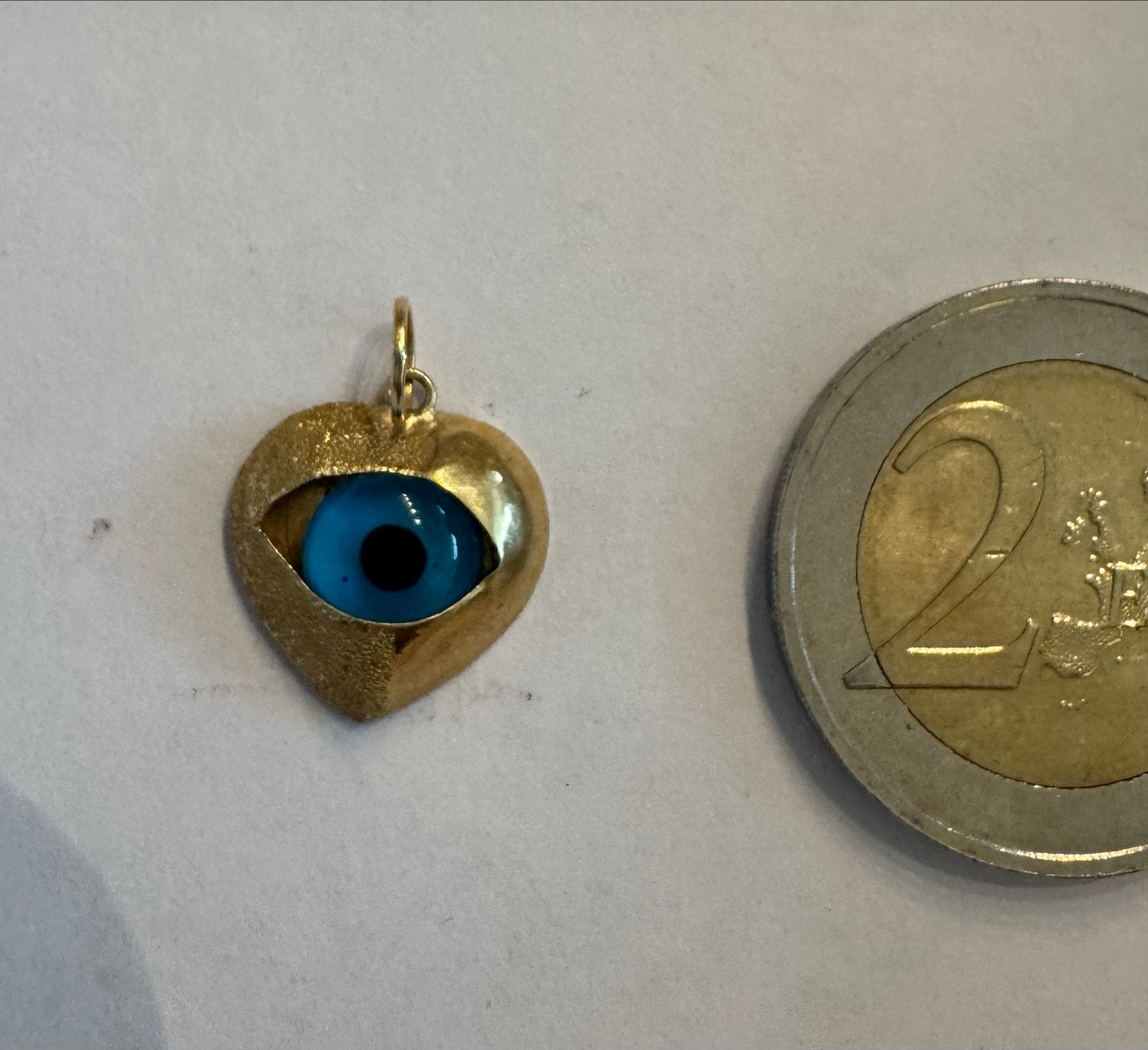 Gouden Hart Hanger met  Oog - 585 Goud, Sieraden, Tassen en Uiterlijk, Kettinghangers, Ophalen of Verzenden, Zo goed als nieuw