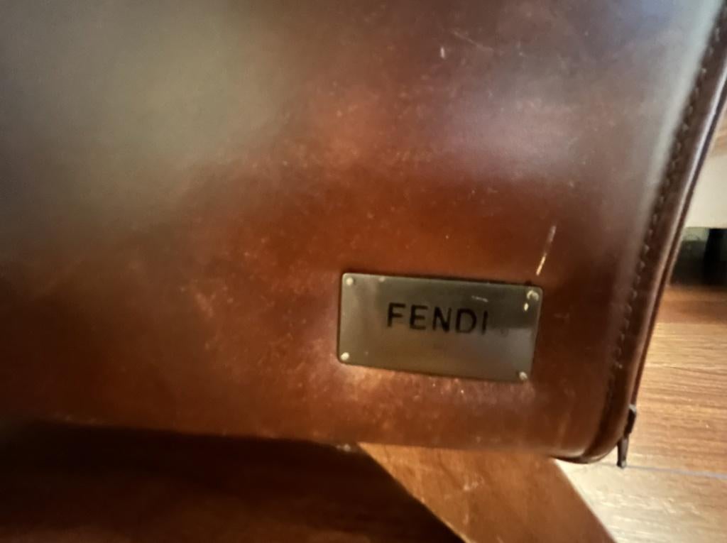 Lederen Oor Fauteuil merk Fendi  Reebruin, Gebruikt, Ophalen of Verzenden, 50 tot 75 cm, Leer
