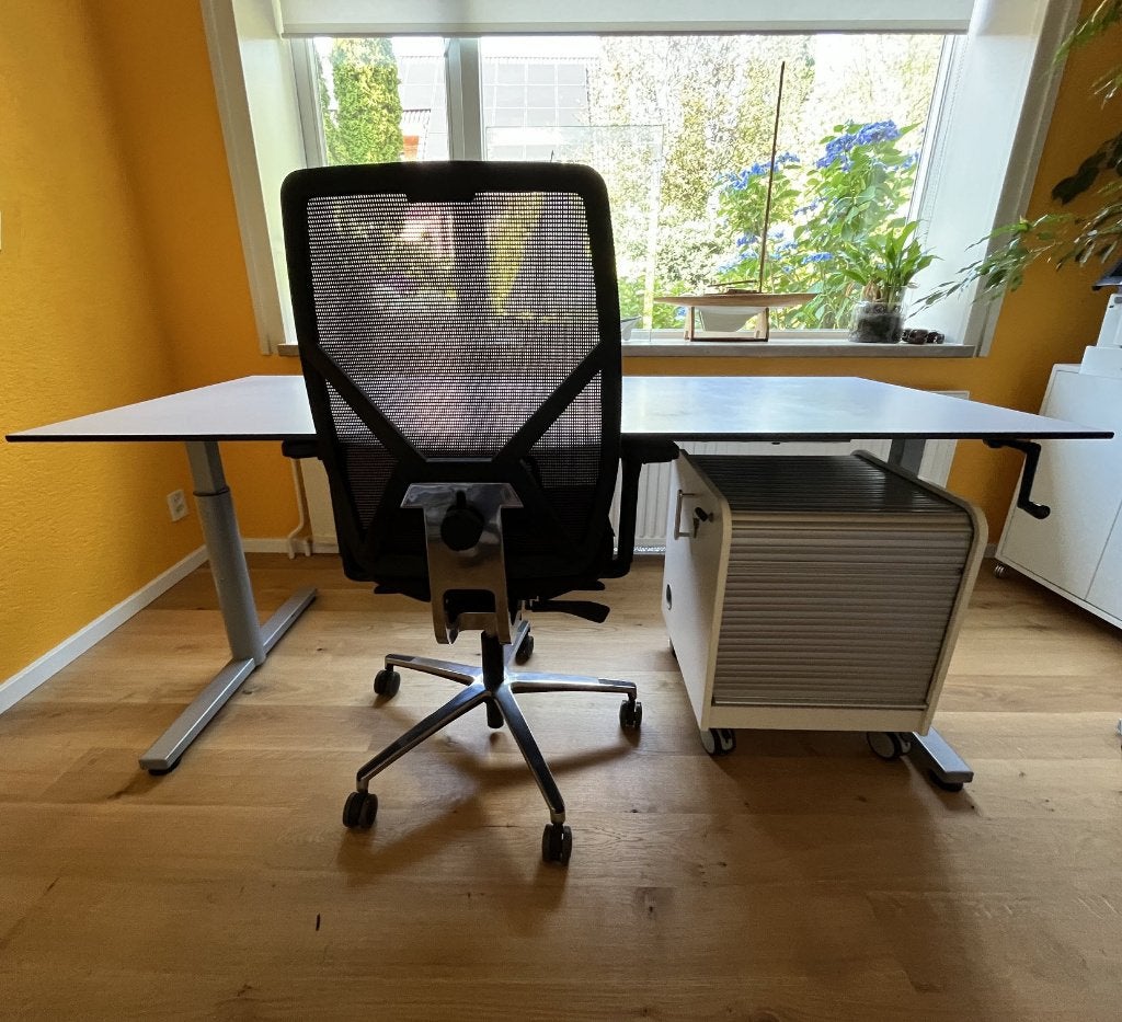 Gispen TM slingerbureau in zeer goede staat, Huis en Inrichting, Ophalen, Gebruikt, 180 cm, Kabelgoot