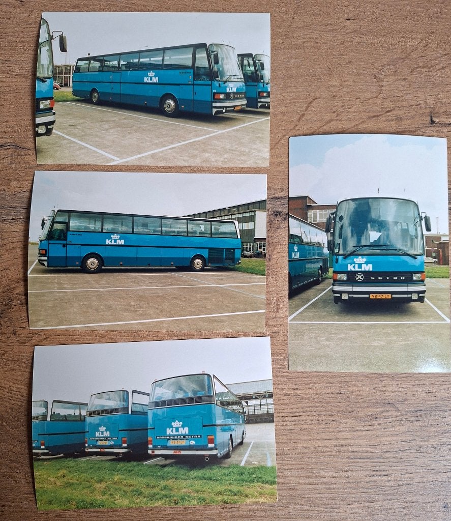 KLM bussen - Set van 4 foto's 1988, Ophalen of Verzenden, Zo goed als nieuw, Kaart, Foto of Prent