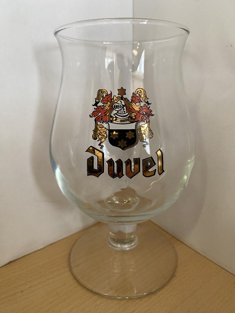 Duvel wapenschild goud bierglas 33cl - oud nederlands glas, Ophalen of Verzenden, Zo goed als nieuw, Glas of Glazen, Duvel