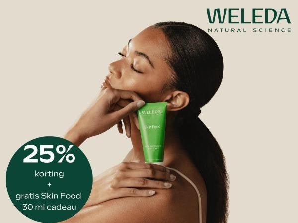 WELEDA 25% kortingsvoucher + gratis Skin Food 30 ml, Tickets en Kaartjes, Kortingen en Cadeaubonnen, Drie personen of meer, Kortingsbon