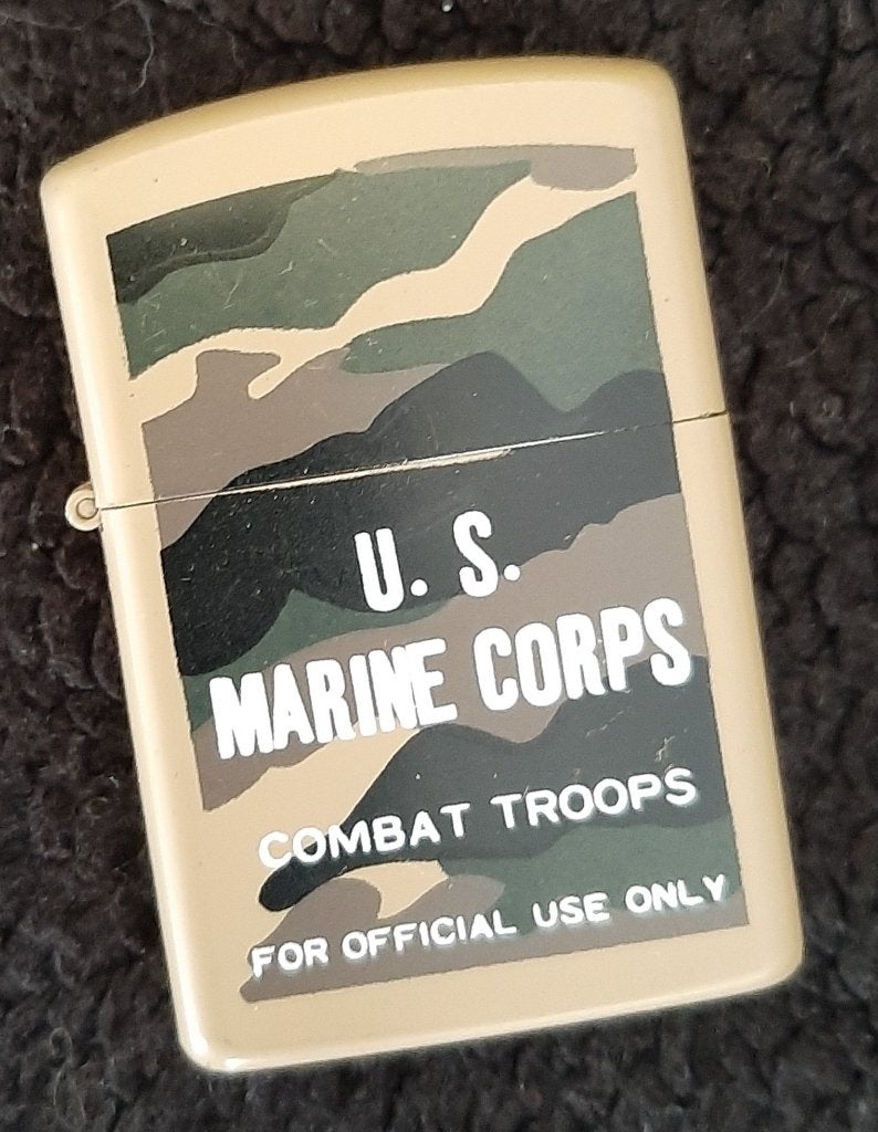 Retro : Metalen Champ aansteker U.S. Marine Corps, Verzamelen, Ophalen, Gebruikt, Aansteker