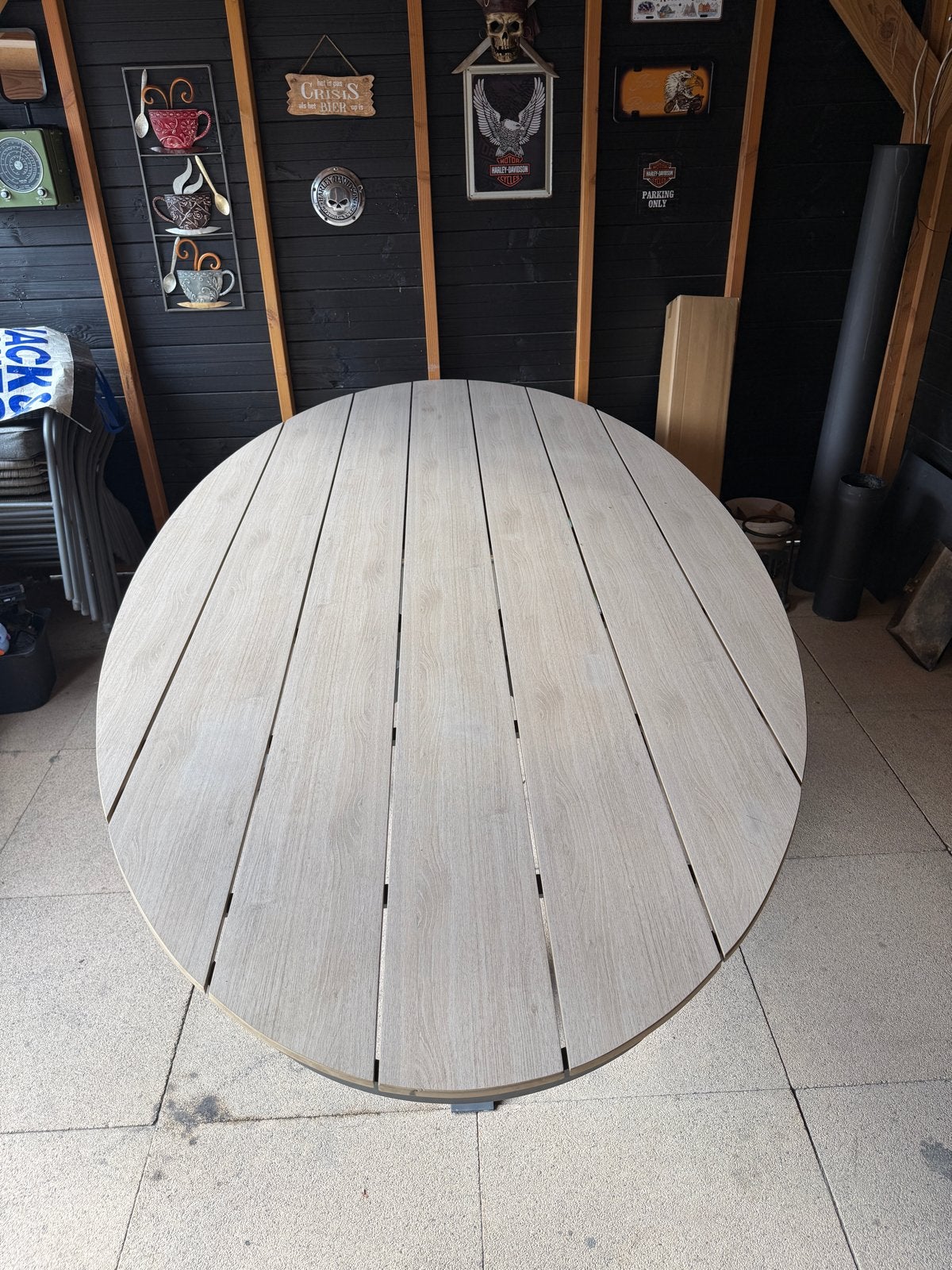 Ovale tuintafel Garden impressions L-2.80 B-1.40, Tuin en Terras, Tuintafels, Ophalen, Gebruikt, Ovaal, Aluminium