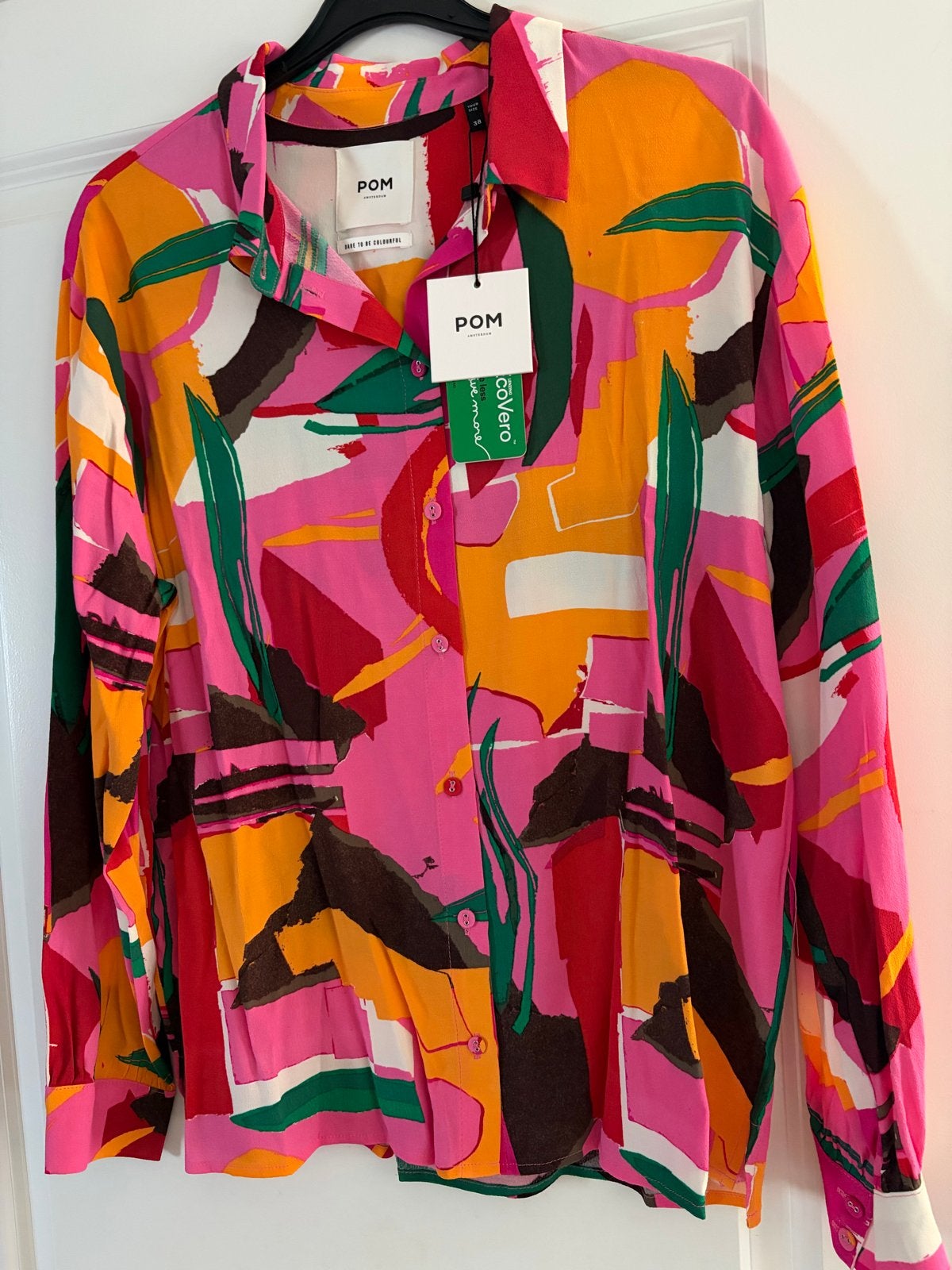 POM Amsterdam Blouse Maat 38/40 (M) Nieuw met labels, Ophalen of Verzenden, Nieuw, Maat 38/40 (M), Meerkleurig