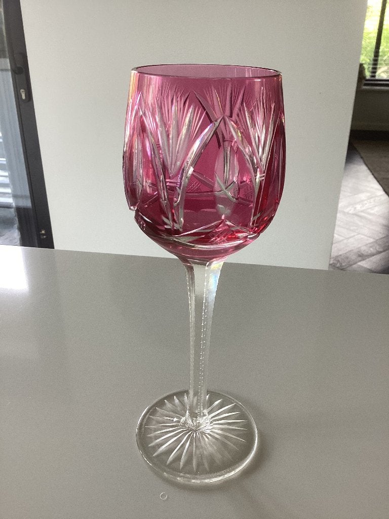 Prachtig roze kristallen wijnglas, Ophalen of Verzenden