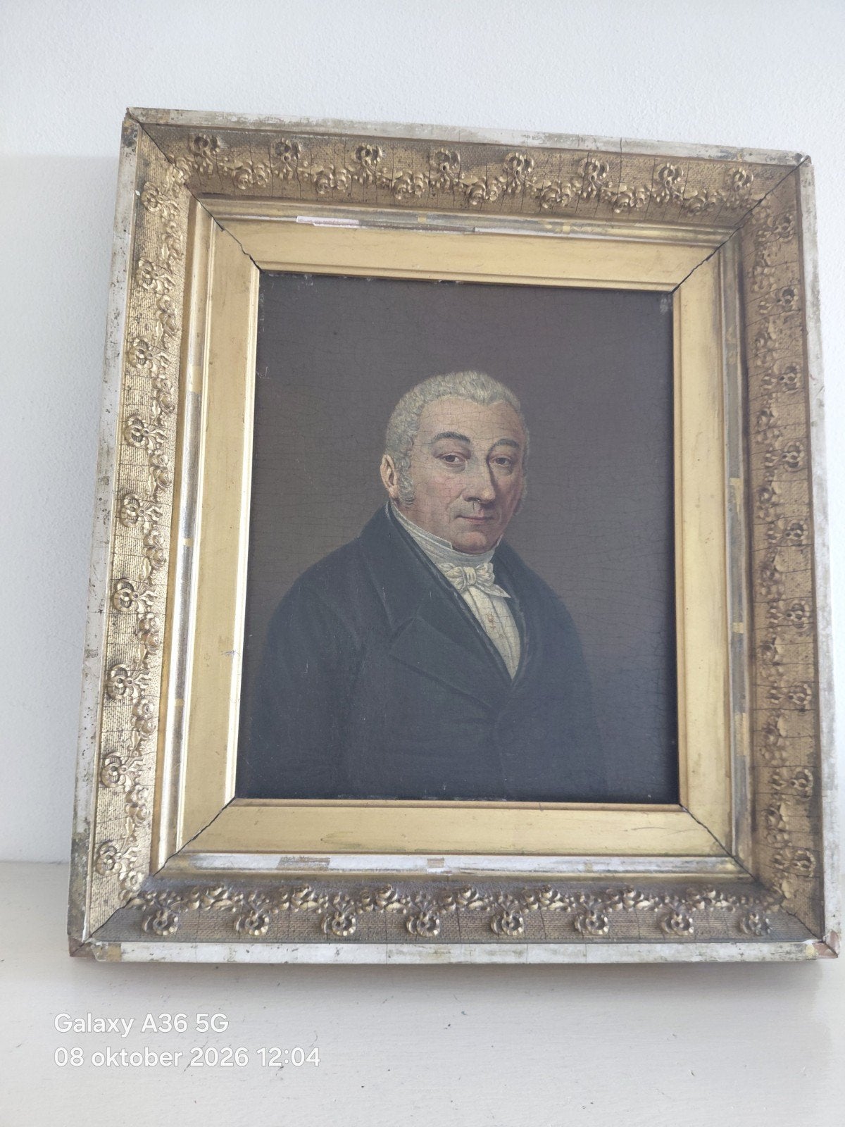 Antiek Portret Schilderij Olieverf op Paneel, Paneel, Portret of Personen, Ophalen of Verzenden, Olieverf