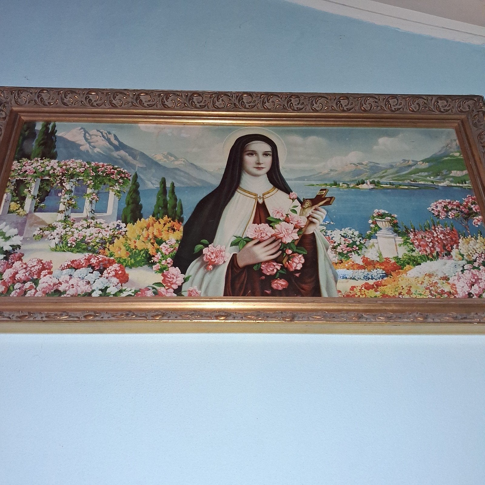 Antiek religieus schilderij: Heilige Theresia van Lisieux, Antiek en Kunst, Ophalen of Verzenden