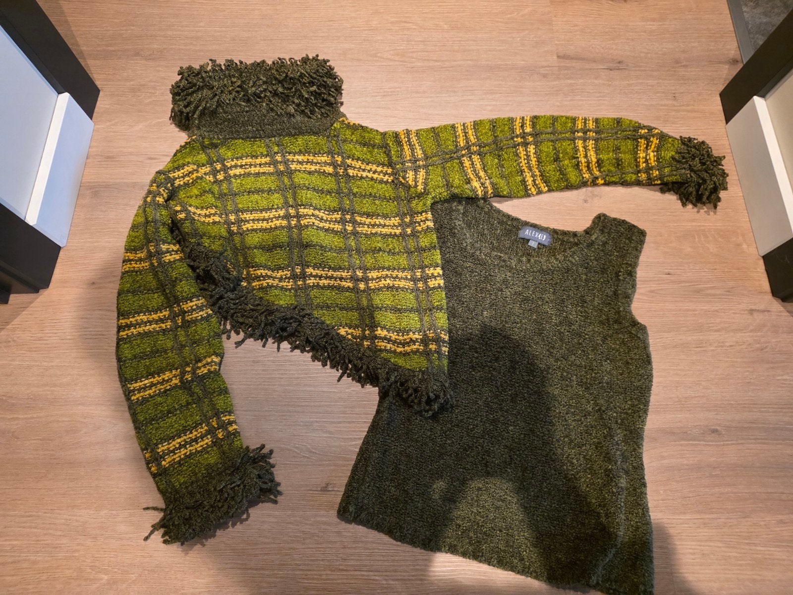 2-delige set: Groen geruite trui & mouwloze top XXS, Ophalen
