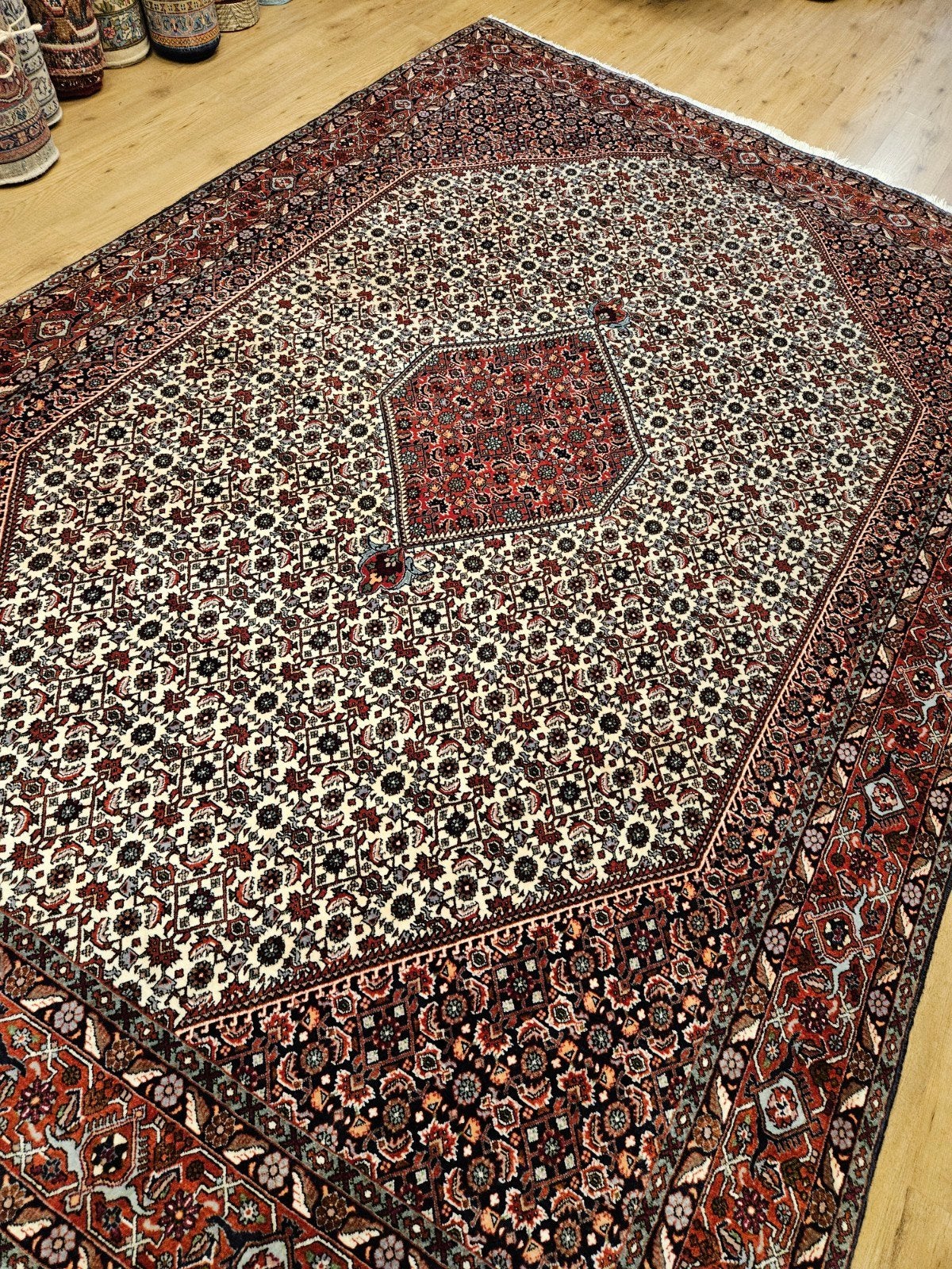 Vintage handgeknoopt perzisch tapijt bidjar 297x194, Info@SlatsAntiek.nl, Tweedehands, Perzisch, 150 tot 200 cm
