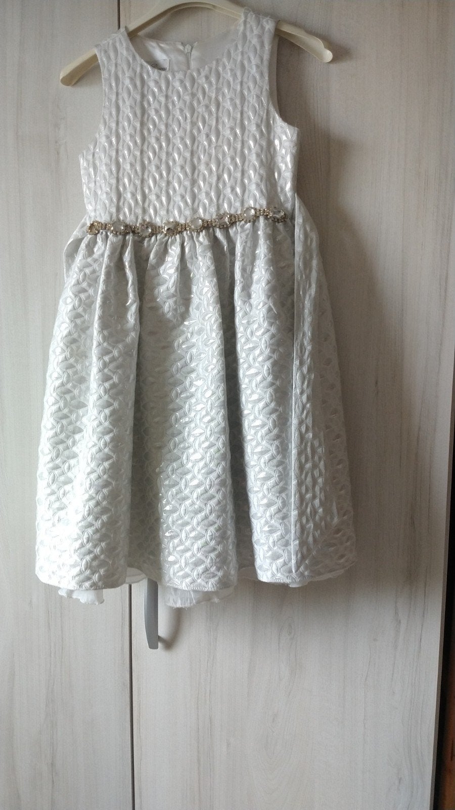 Couture Princess feestjurk zilver maat 7, Kinderen en Baby's, Kinderkleding | Overige, Ophalen of Verzenden, Zo goed als nieuw