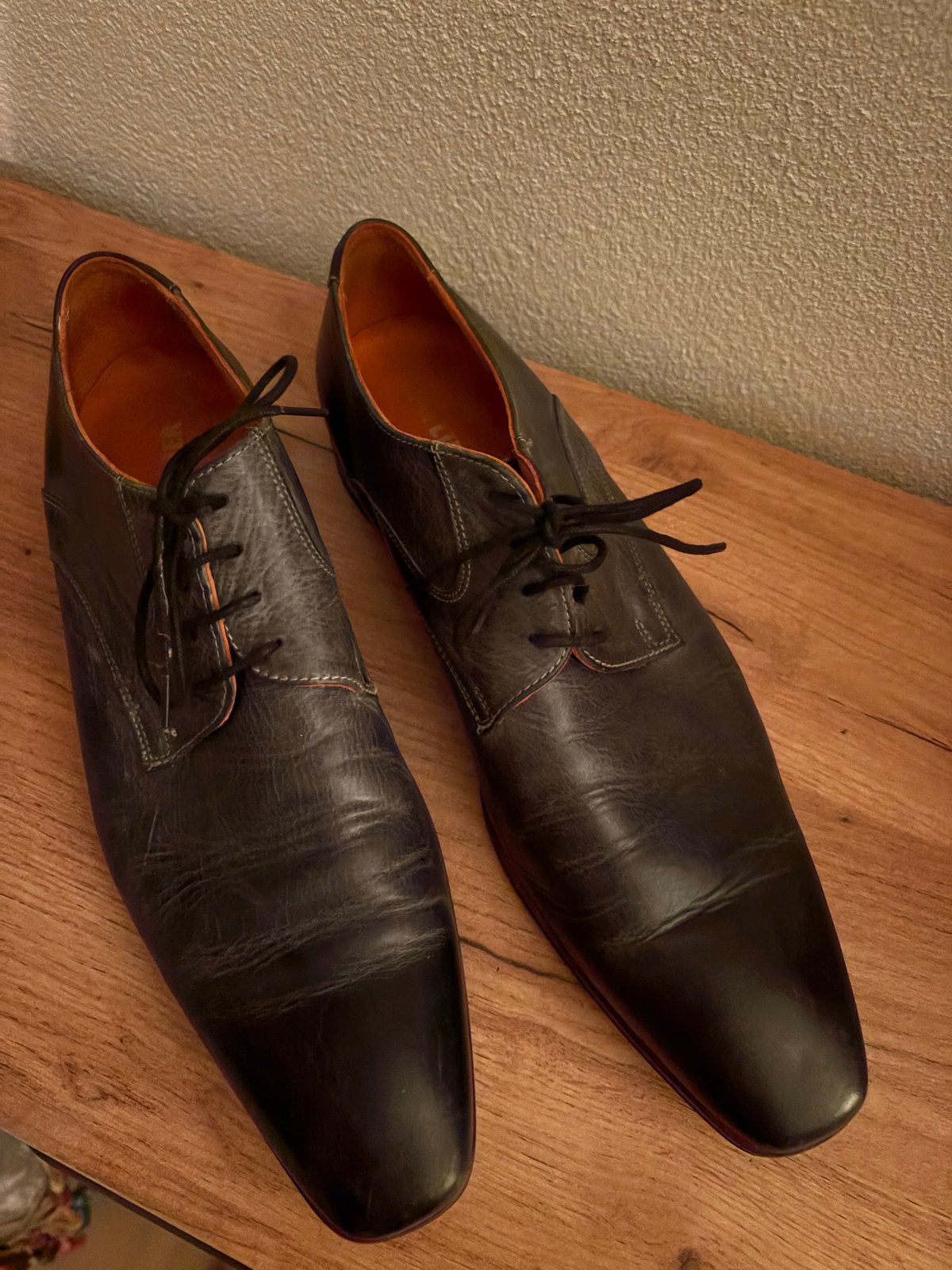 Van Lier  echt leer kl blauw / grijs  - Maat 43, Kleding | Heren, Blauw, Ophalen of Verzenden, Zo goed als nieuw, Veterschoenen
