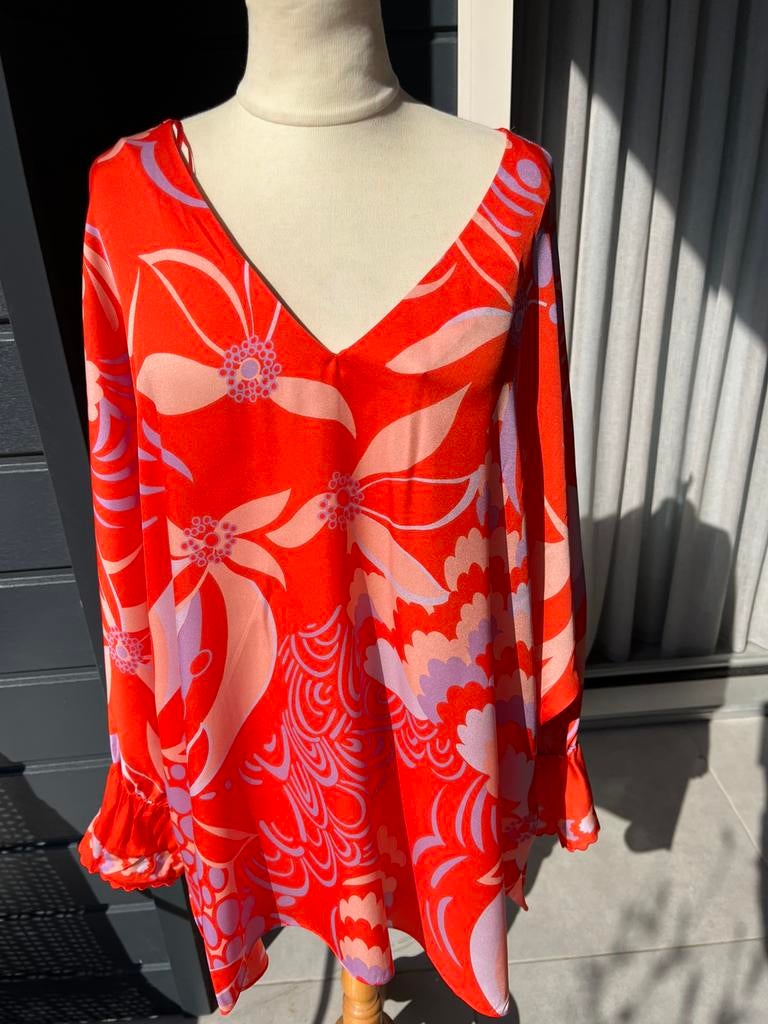 Ivi Collection rode zijden blouse maat 46 met kaartje, Ophalen of Verzenden, Nieuw, Maat 46/48 (XL) of groter, Rood
