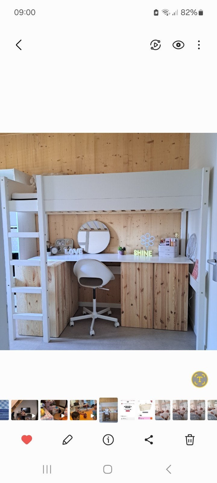 hoogslaper met bureau Petite Amélie, Ophalen, Eenpersoons, Zo goed als nieuw, 90 cm