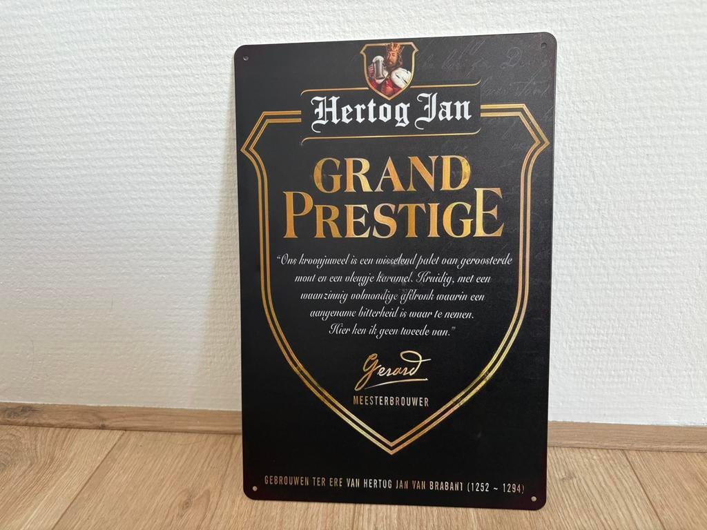 Prachtig vintage bord Hertog Jan Grand Prestige (30x20), Ophalen of Verzenden, Zo goed als nieuw