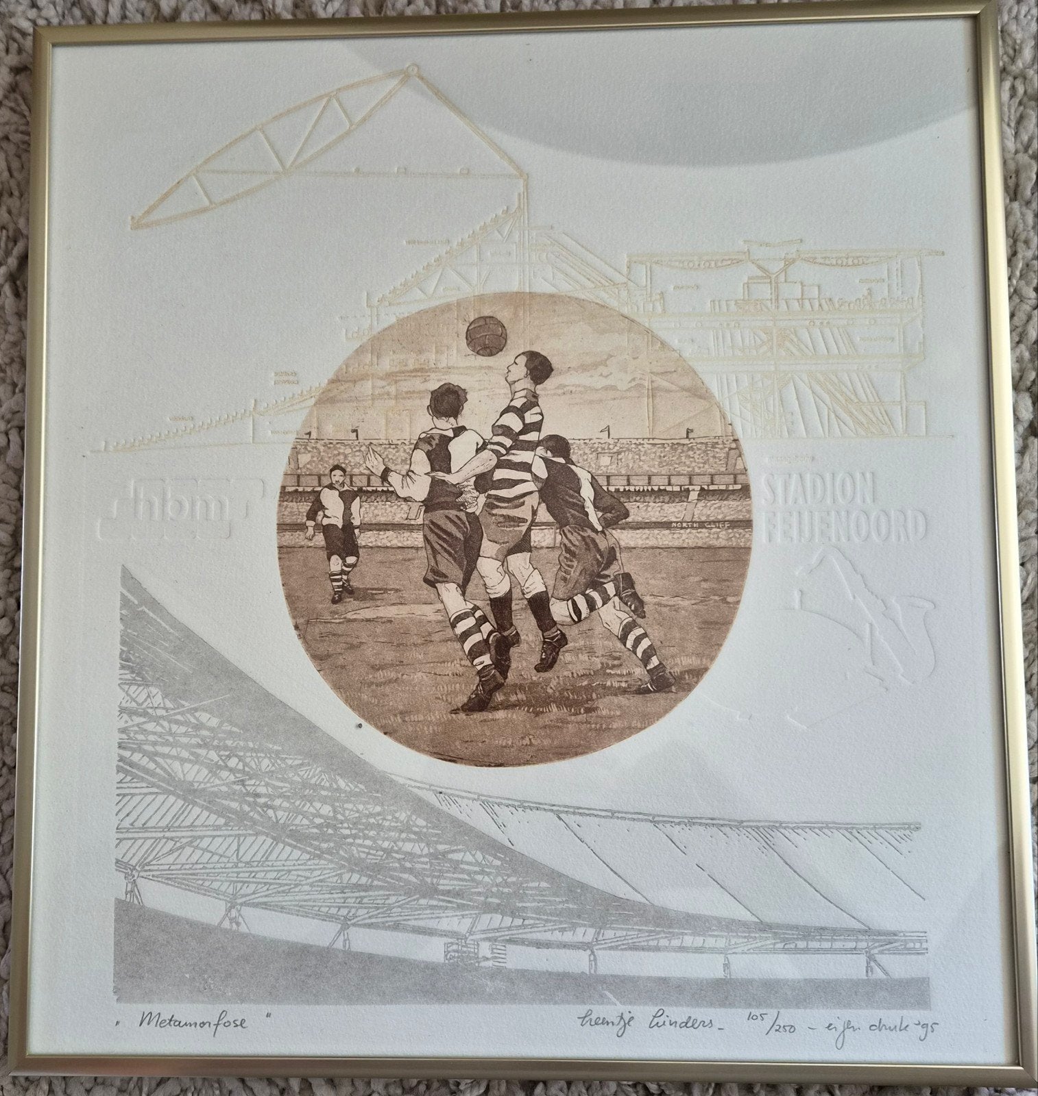 Feyenoord 'Metamorfose' - Gesigneerde eigen druk '95, Antiek en Kunst, Ophalen